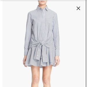 Derek Lam Blue Striped Long Sleeve Dress